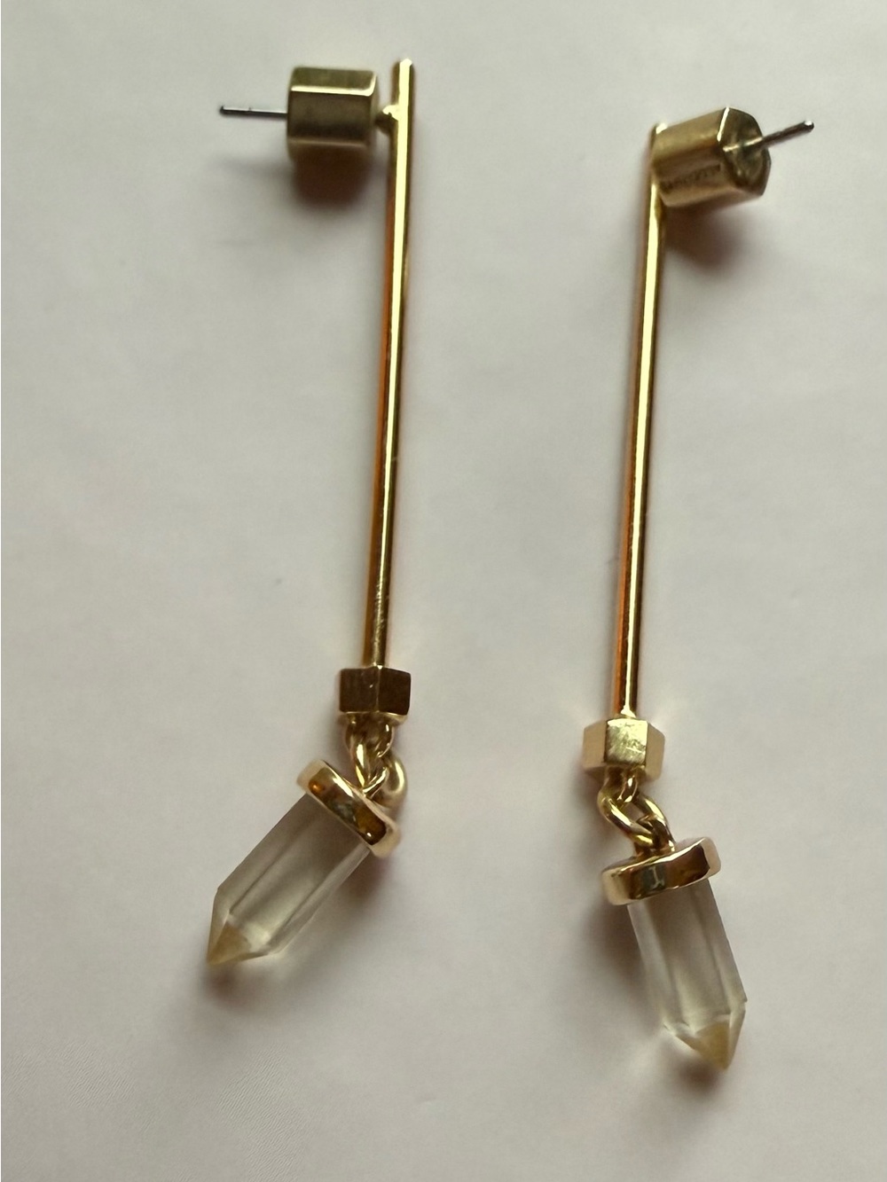 All Saints Gold-Tone Bar Earrings with Clear Crystal Drops